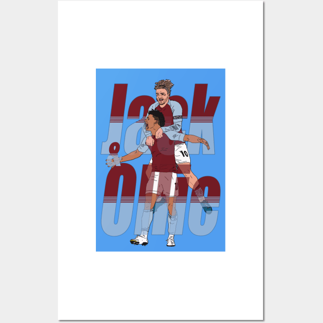 Aston villa Jack Grealish and Ollie Watkins in celebration AVFC Print Poster Wall Art by madein1874